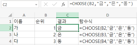 CHOOSE 함수 사용법